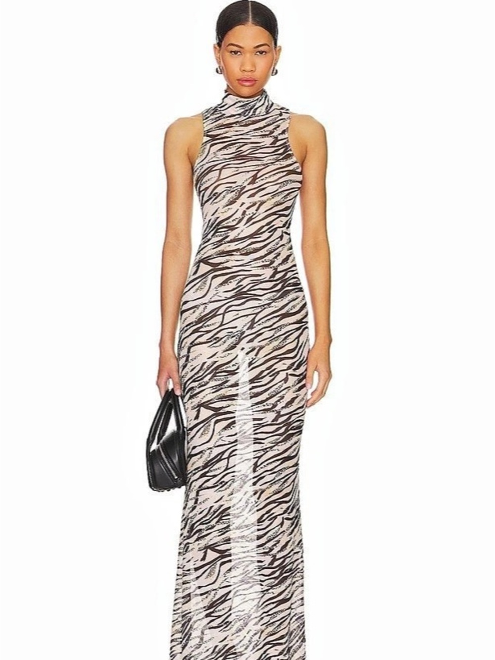 superdown Angelika Sheer Dress Animal Print Maxi Dress Medium